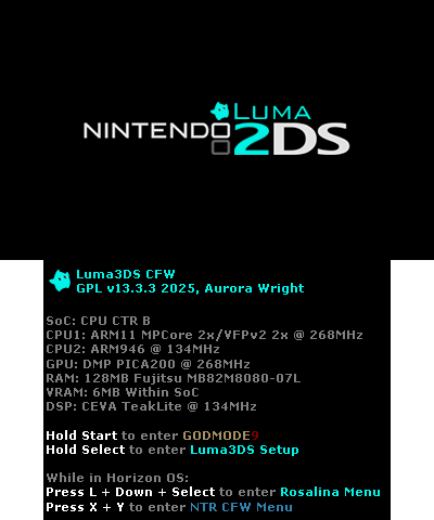 Luma3DS v13.3.3 BIOS| 2DS