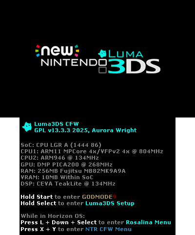 Luma3DS v13.3.3 BIOS| New 3DS