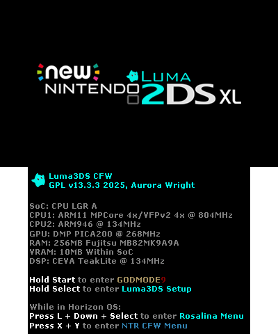 Luma3DS v13.3.3 BIOS| New 2DS XL