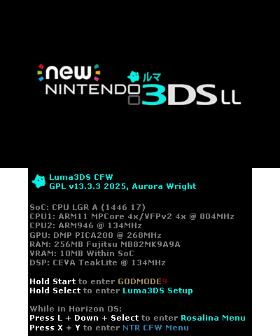 Luma3DS v13.3.3 BIOS| New 3DS LL