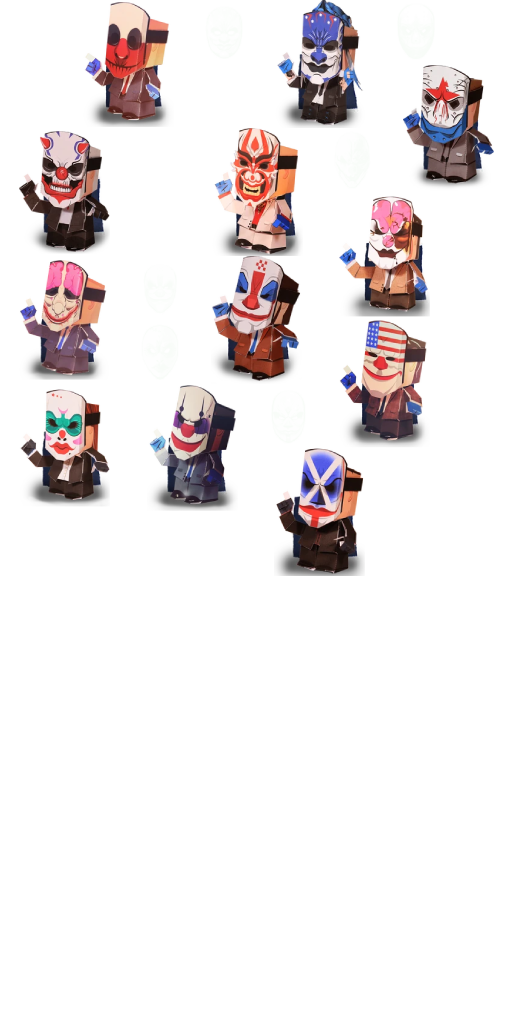 Payday 2 masks and paper pals