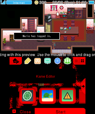 Mario has logged in.